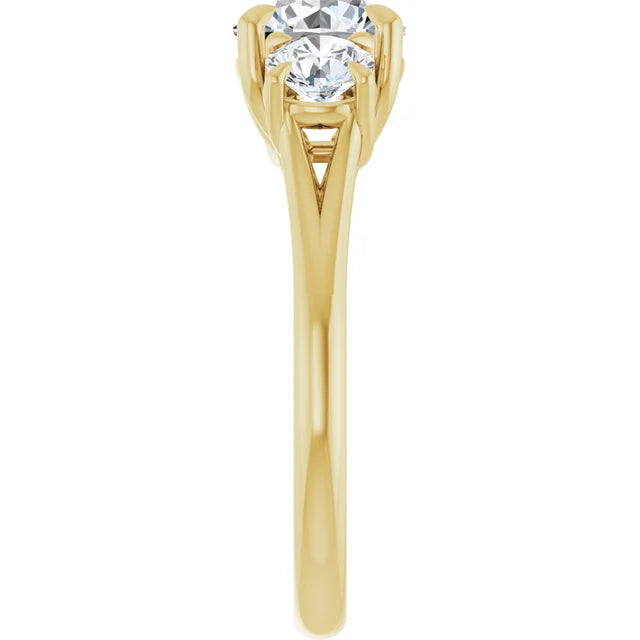 Round Brilliant Yellow Gold Accent Engagement Ring