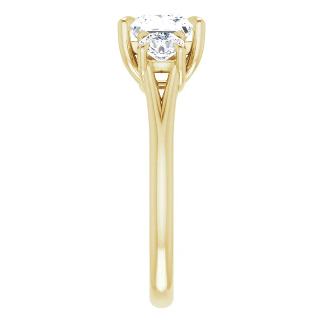Princess Yellow Gold Accent Engagement Ring