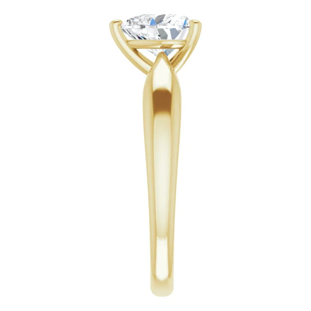 Heart Yellow Gold Knife Edge Solitaire Engagement Ring