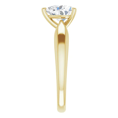 Heart Yellow Gold Knife Edge Solitaire Engagement Ring
