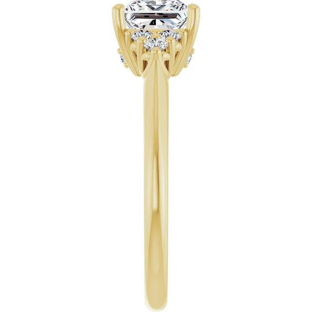 Princess Yellow Gold Antique Inspired Design Engagement Ring