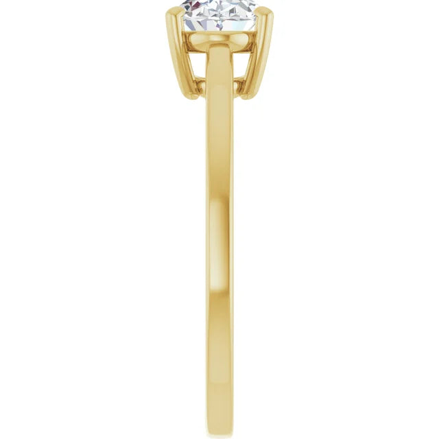 Oval Yellow Gold East West Solitaire Style Engagement Ring