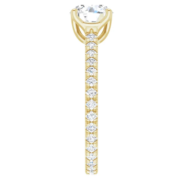 Round Brilliant Yellow Gold Claw Set Eternity Style Engagement Ring