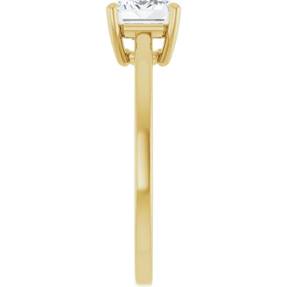 Emerald Yellow Gold East West Solitaire Style Engagement Ring