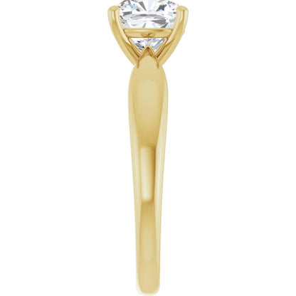 Cushion Yellow Gold Knife Edge Solitaire Engagement Ring
