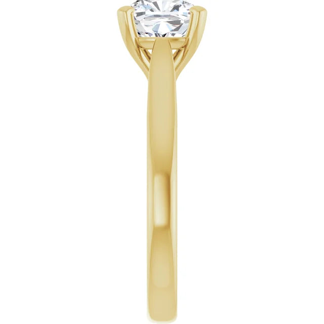 Four Claw Yellow Gold Cushion Solitaire Engagement Ring