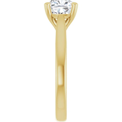 Four Claw Yellow Gold Cushion Solitaire Engagement Ring