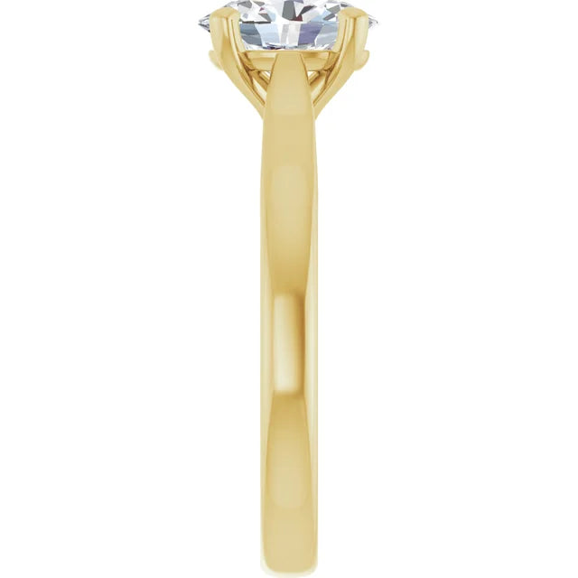 Four Claw Yellow Gold Oval Solitaire Engagement Ring