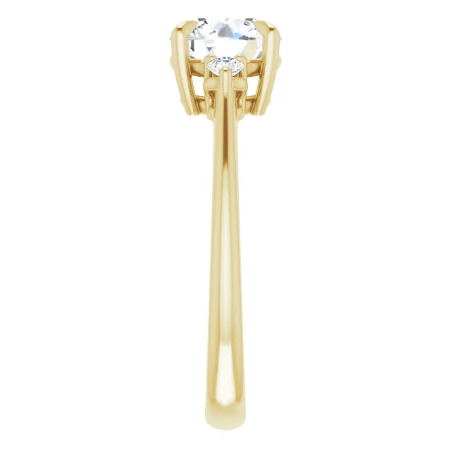 Round Brilliant Yellow Gold Accent Engagement Ring
