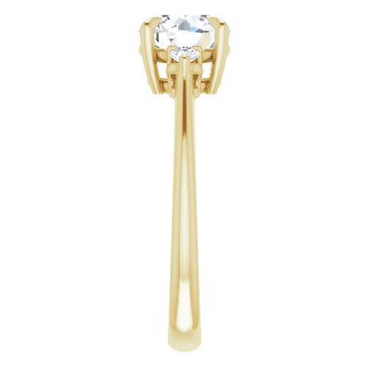 Round Brilliant Yellow Gold Accent Engagement Ring