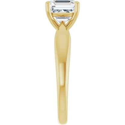 Asscher Yellow Gold Knife Edge Solitaire Engagement Ring
