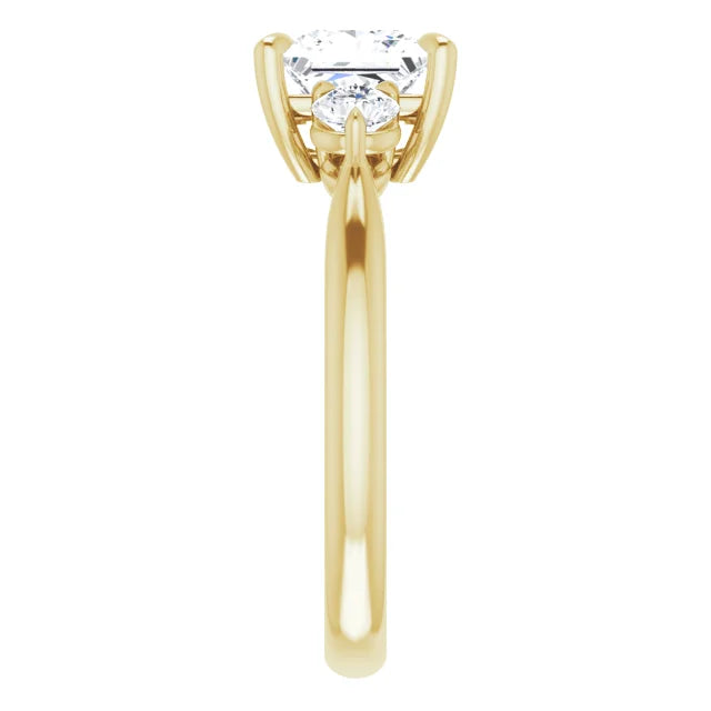 Princess Yellow Gold Accent Engagement Ring