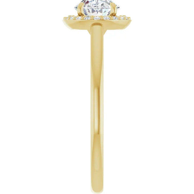 Oval Yellow Gold East West Halo Style Engagement Ring