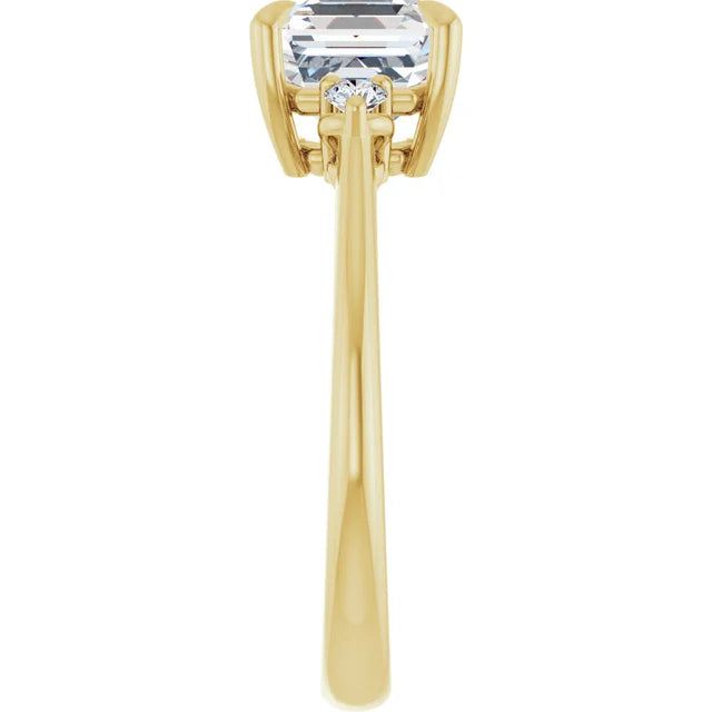 Asscher Yellow Gold Accent Engagement Ring