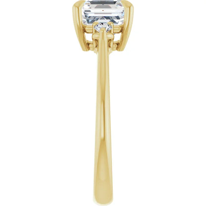 Asscher Yellow Gold Accent Engagement Ring