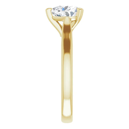 Three Claw Yellow Gold Heart Solitaire Engagement Ring