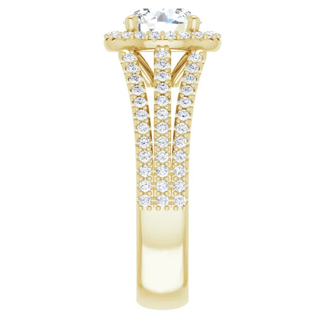 Round Brilliant Yellow Gold Halo Style Engagement Ring