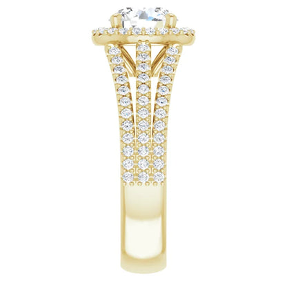 Round Brilliant Yellow Gold Halo Style Engagement Ring