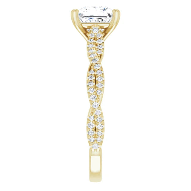 Princess Yellow Gold Twist Style Engagement Ring