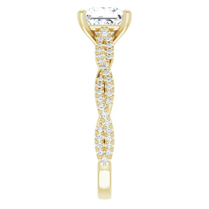 Princess Yellow Gold Twist Style Engagement Ring