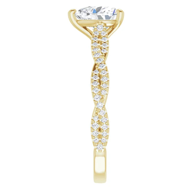 Heart Yellow Gold Twist Style Engagement Ring