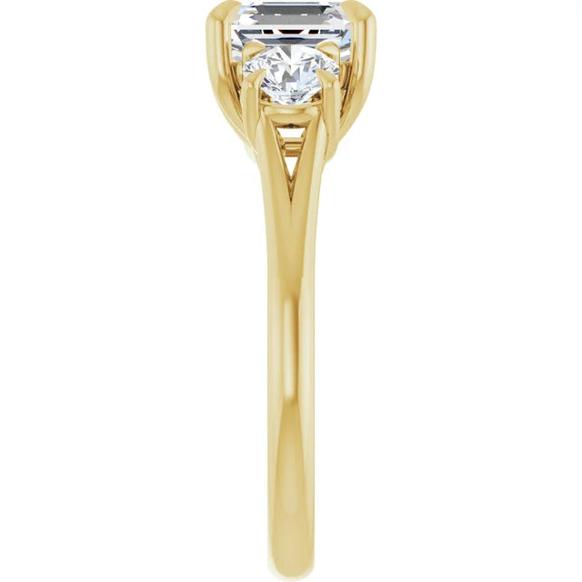 Asscher Yellow Gold Accent Engagement Ring