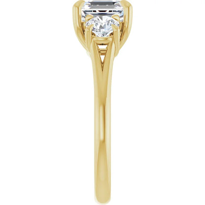 Asscher Yellow Gold Accent Engagement Ring