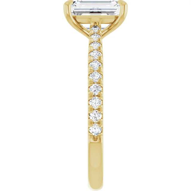 Emerald Yellow Gold Claw Set Style Engagement Ring