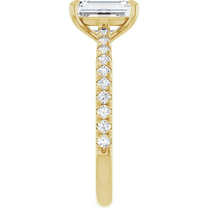 Emerald Yellow Gold Claw Set Style Engagement Ring