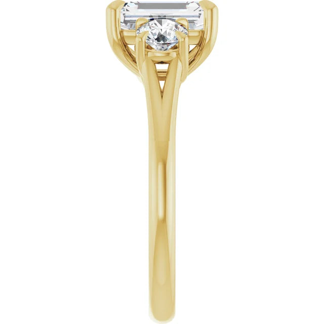 Emerald Yellow Gold Accent Engagement Ring