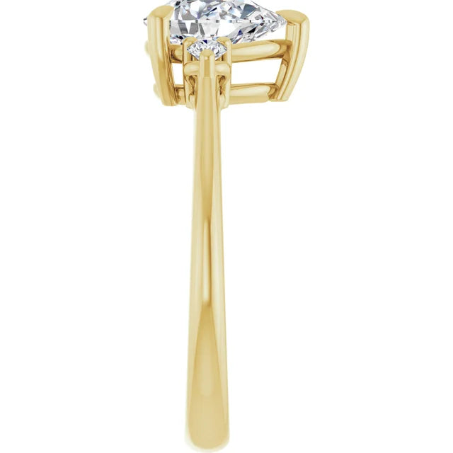 Oval Yellow Gold Accent Engagement Ring