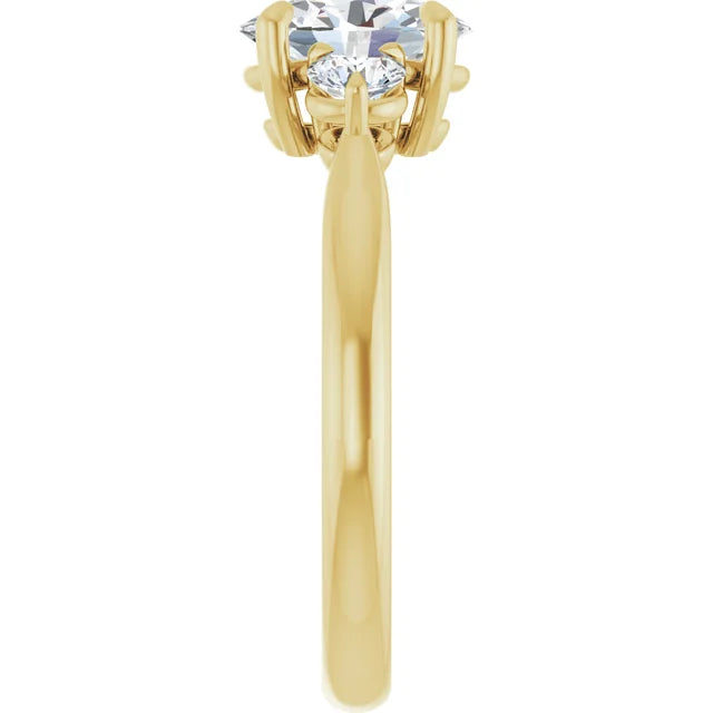 Oval Yellow Gold Accent Engagement Ring