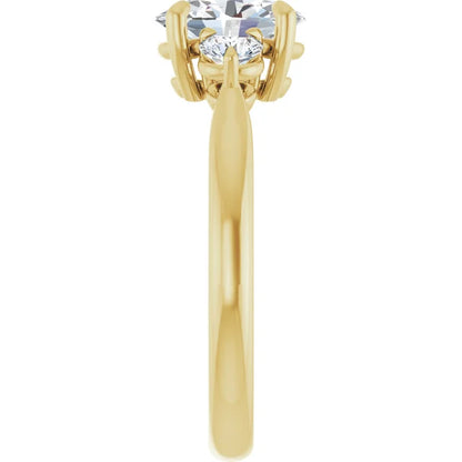 Oval Yellow Gold Accent Engagement Ring