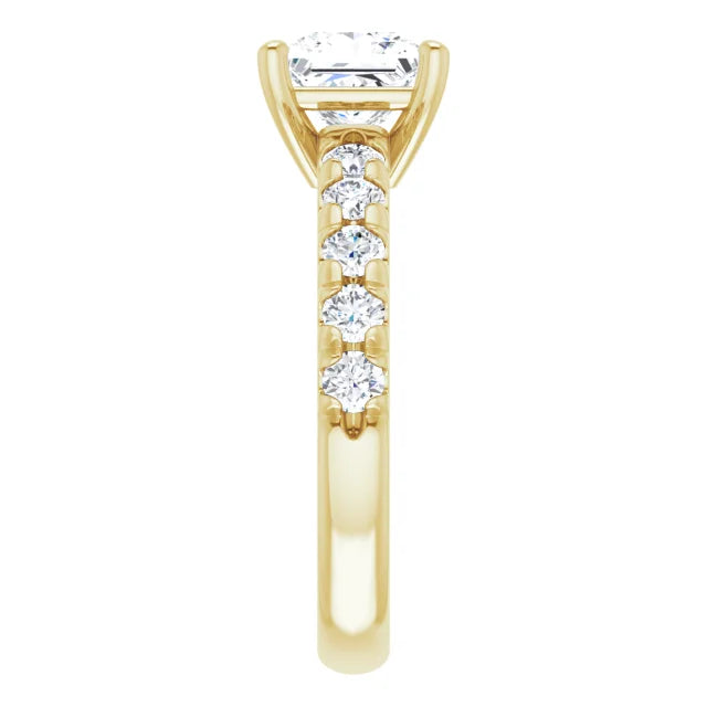 Princess Yellow Gold Four Claw Set Style Engagement Ring