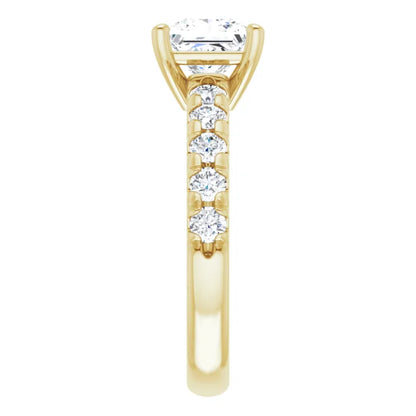 Princess Yellow Gold Four Claw Set Style Engagement Ring