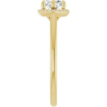 Marquise Yellow Gold East West Halo Style Engagement Ring