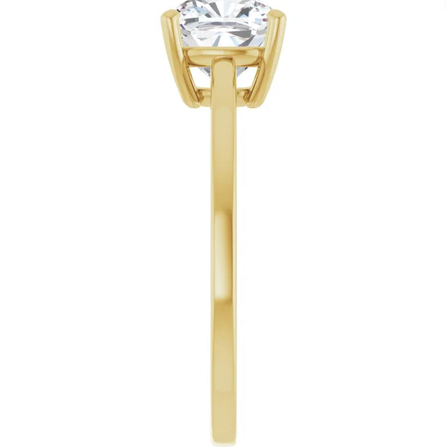 Cushion Yellow Gold Solitaire Style Engagement Ring