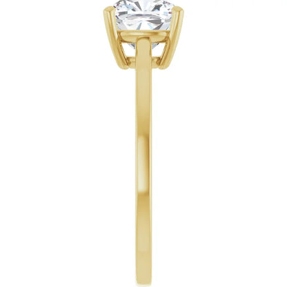 Cushion Yellow Gold Solitaire Style Engagement Ring