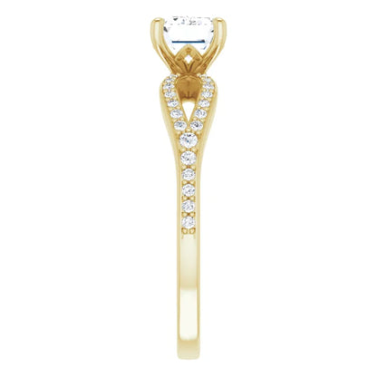 Emerald Yellow Gold East West Style Engagement Ring