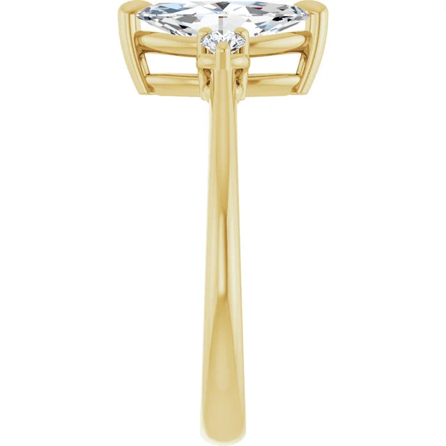 Marquise Yellow Gold Accent Engagement Ring