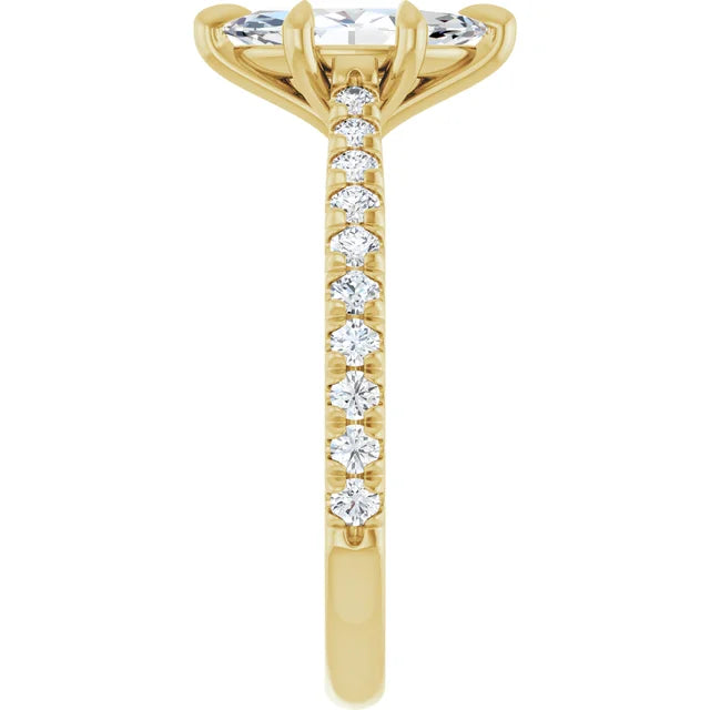 Marquise Yellow Gold Claw Set Style Engagement Ring