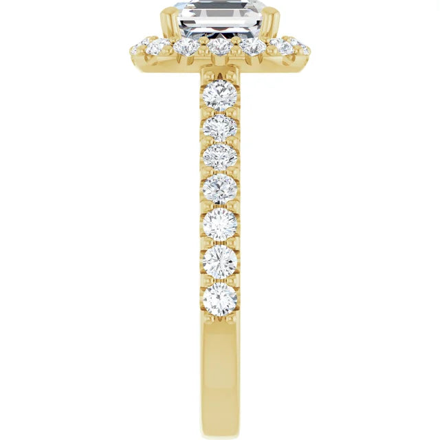 Asscher Halo Yellow Gold Style Engagement Ring