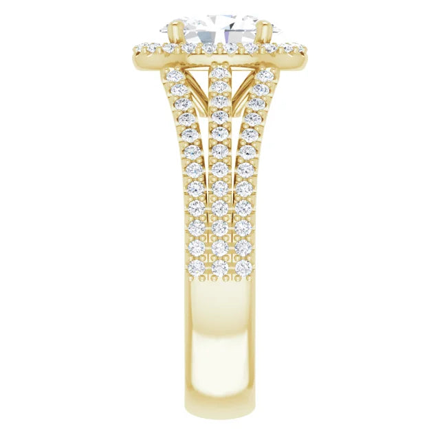 Oval Yellow Gold Halo Style Engagement Ring