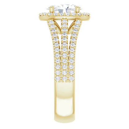Oval Yellow Gold Halo Style Engagement Ring