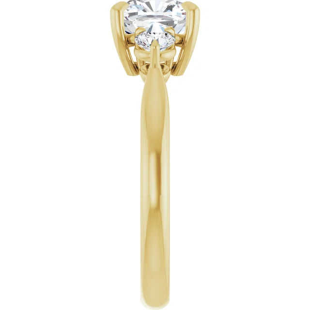 Cushion Yellow Gold Accent Engagement Ring