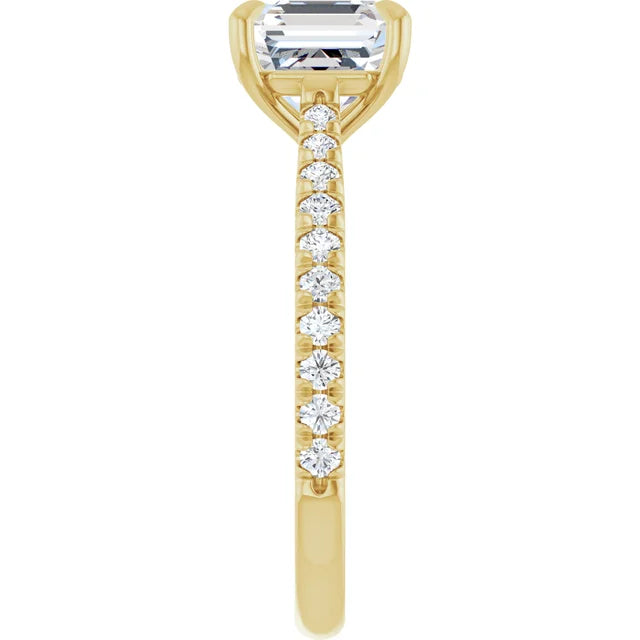 Asscher Yellow Gold Claw Set Style Engagement Ring