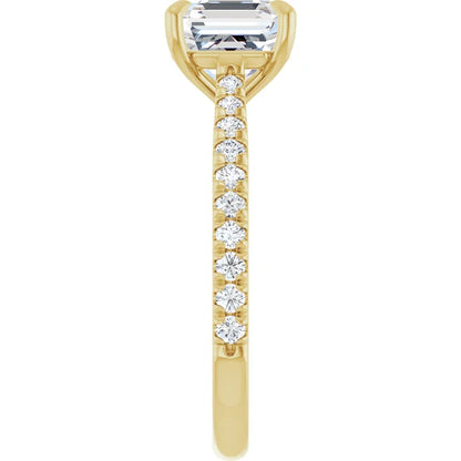 Asscher Yellow Gold Claw Set Style Engagement Ring