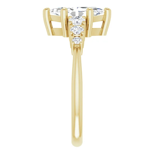 Marquise Yellow Gold Multi Stone Accent Style Engagement Ring