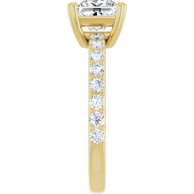 Princess Yellow Gold Claw Set Style Engagement Ring