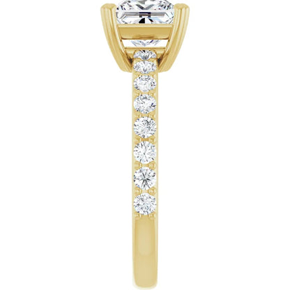 Princess Yellow Gold Claw Set Style Engagement Ring